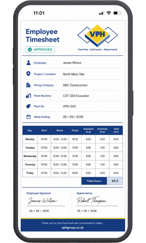 image of the VPH portal on mobile demonstrating the timesheet pdf output feature